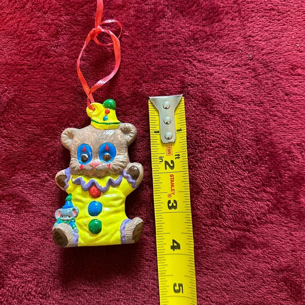 Vintage‎ Ceramic Clown Bear Christmas Ornament Hand Painted Circus Bear
